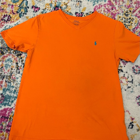 Boy’s Polo V-Neck Short Sleeve Tee in Bright Orange size large - Picture 3 of 6